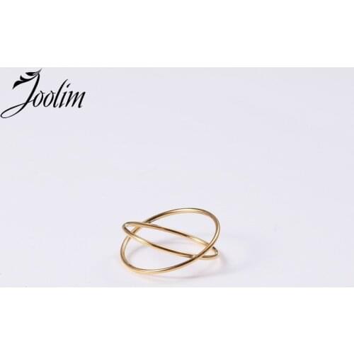 Joolim High End 18K Gold PVD Symple Stagger Fold Wear Rings for Women Stainless Steel Jewelry Wholesale