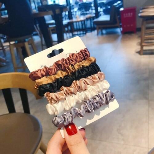 6-piece hair tie Elegant satin all-match basic hair rope