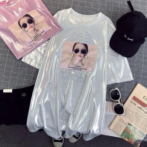 Summer Pink Casual T Shirt Women Pattern Ins 3D Embroidered Flares Loose Tee For Girl