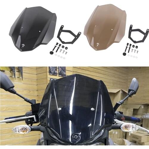 MT 03 Moto Sport Touring Racing Windshield Windscreen with Mounting Bracket for Yamaha MT-03 MT03 FZ-03 FZ03 2016 2017 2018 2019