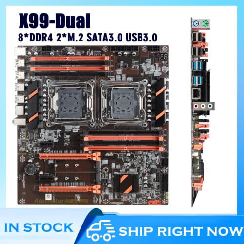 Dual CPU X99 motherboard LGA 2011 v3 E-ATX USB3.0 SATA3 8 DIMM DDR4 with dual Xeon processor with dual M.2 slot 2011-3