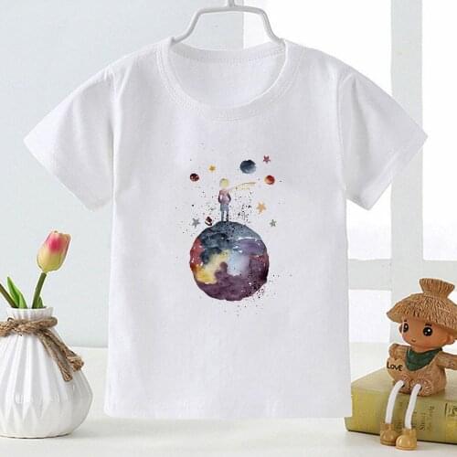 Fashion Cute Girls Baby T-shirt Little Prince Printed Brands Clothing Summer White Casual Soft Tops Korean Style Child Camiseta
