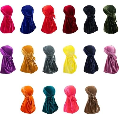 Mens Velvet Durags Bandana Turban Doo Rag Biker Headwear Headband Pirate Hat Hair Accessories