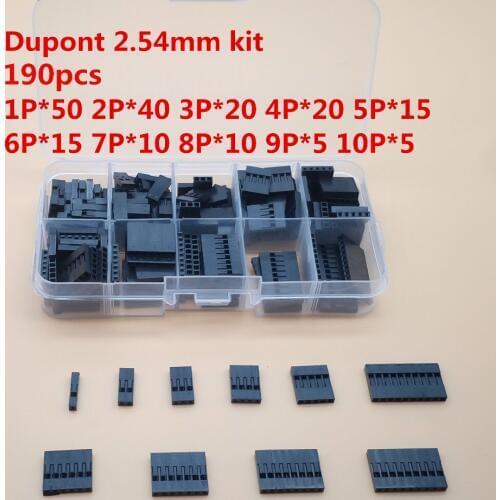 190pc Dupont sets Kit 1P/2P/3P/4P/5P/6P/7P/8P/9P/ 10Pin Housing Plastic Shell Terminal Jumper Wire Connector set with box