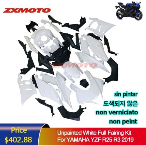 ZXMOTO Motorcycle Panel Plastic Bodywork Full Fairing Kit Set Fit For YAMAHA YZF R3 R25 2019 19 Unpainted White ZXMT Unpaint