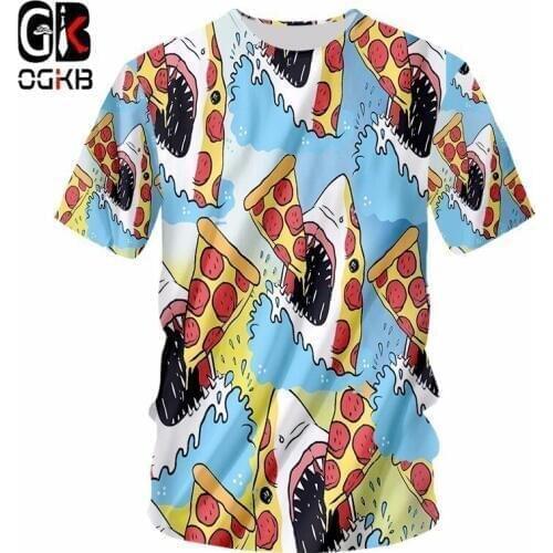 OGKB New Dropship Cool Printing Shark Eat Pizza 3d Tshirt For Men/womens Casual T-shirt Homme Hiphop Punk O Neck Tee Shirts 7XL