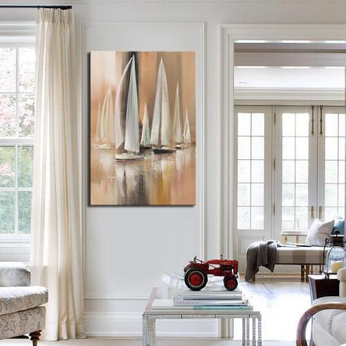 New Arrival Canvas Painting Sailing Ships Abstract Oil Painting Wall Decor Sailboat Art Print Poster for Living Room Unframed