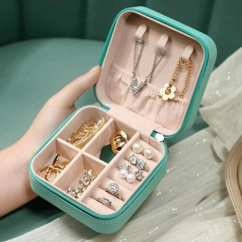 PU Jewelry Organizer Display Travel Jewelry Case Boxes Travel Portable Jewelry Box Storage Organizer Earring Holder Gifts 2021