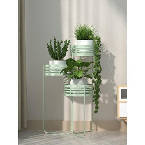 Disc storage tray floor-type multi-layer flower rack high temperature paint craft indoor living room light luxury flower pot rac