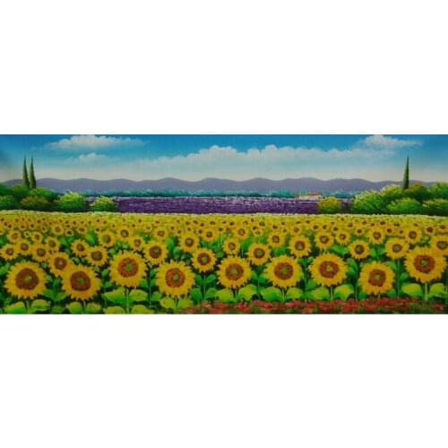 Hand Painted Canvas Painting Beautiful Flower Oil Painting Modern Sunflower Farm Landscape Wall Picture Painting for Living Room
