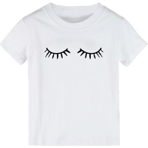 Eyelash Print Kids tshirt Boy Girl shirt Children Toddler Clothes Funny Street Top Tees CZ-147