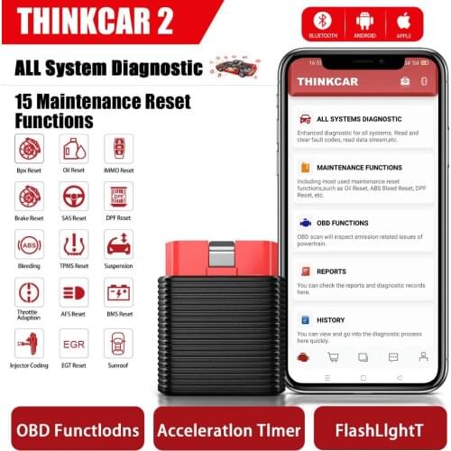 ThinkCar 2 OBD 2 Car Diagnostic Code Reader Automotive Tools Professional OBD2 Bluetooth Scanner Tool For iOS Android