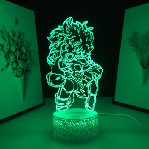 3D LED Night Light Midoriya Izuku My Hero Academia Figure Nightlight for Child Cool Birthday Gift Bedroom Decoration Lamp