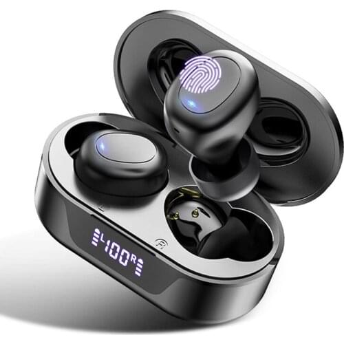 TW16 Bluetooth 5.0 Headphones Earbuds 6H Continuous Time, IPX8 Waterproof Deep Bass Wireless Earbuds for Sports, Built-in Mics
