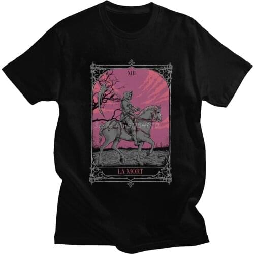 Vintage Lady Of Holy Death Tarot Card T Shirt Men Occult Grim Reaper T-Shirt Cotton Tshirt Halloween Santa Muerte Tee Tops Merch