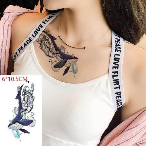 Waterproof Temporary Tattoo Sticker Astronaut Whale Body Art Flash Tattoo Fake Tattoo for Women Men
