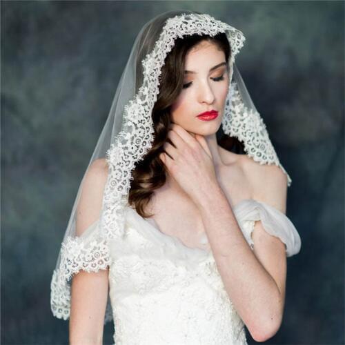 One Layer Mantilla Veil Bridal Short Veil White Wedding Veil Lace Edge Veil Mariage Accessrioes Veus De Noivas 2019
