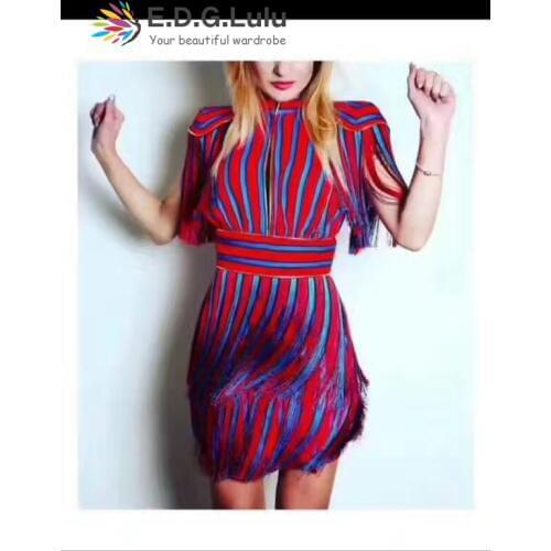 Mini dress chic sexy casual beach party elegant short colorful tassel fashion 2018 summer women female Free Shipping tank