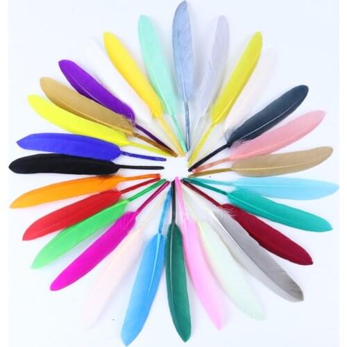 100Pcs Colored Goose Feathers DIY Wedding Jewelry Decoration Carnival Dress Accessory Natural Plumes For Craft 10-15CM Wholesale