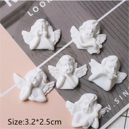 12pcs White Plastic Wing Angel Baby Angel Beads Charms Baby Shower Craft Decorations 32 X 25mm DIY Pendant Jewelry Supplies