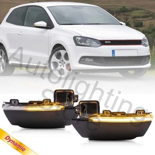 2X LED Dynamic Turn Signal Light Side Rearview Mirror Sequential Indicator Lamp for Volkswagen Polo Mk5 Up Ameo Skoda 2011 2013