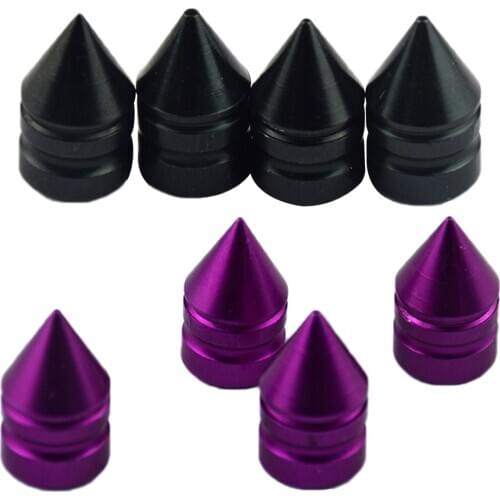 8 Pieces Aluminum Tire/Rim Valve/Wheel Cover Stems Cap Black+Purple