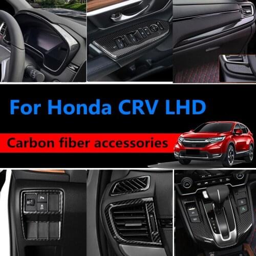 For Honda CRV CR-V Interior Accessories Carbon Fiber ABS Chrome Decoration Cover Trim 2017-2021