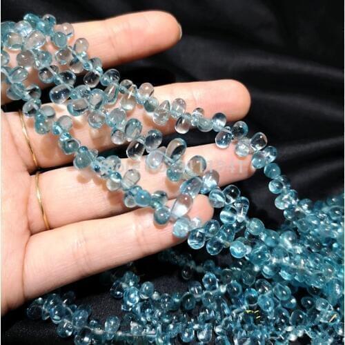 Loose beads Apatite blue drop 5-7mm 16cm for DIY jewelry making FPPJ wholesale beads nature