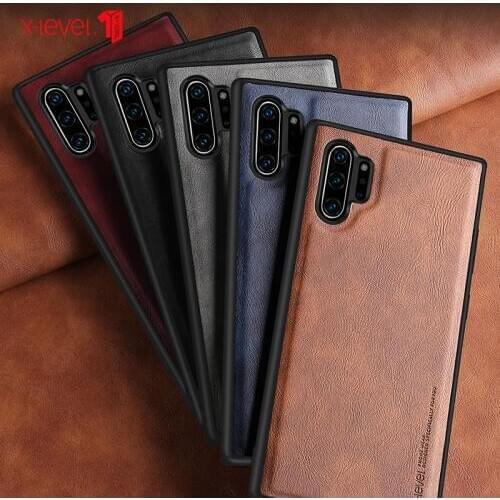 For Samsung Galaxy Note 10 Plus Phone Case High Quality Classi PU Leather For Samsung Note10 5G Back Cover Soft edge TPU X-level