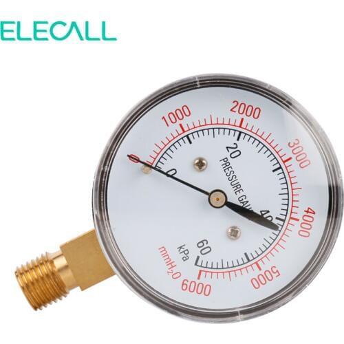 ELECALL YE-60 0~60KPA Air Diaphragm Pressure Gauge Phosphor Bronze Film Box Pressure Gauge Positive Pressure Meter