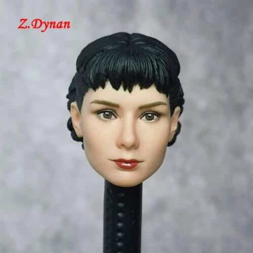 1:6 Beauty movie star Audrey Hepburn Head Sculpt Model with dark hair For 12" PH PHicen Female Soldier Body Figure Toy Collect