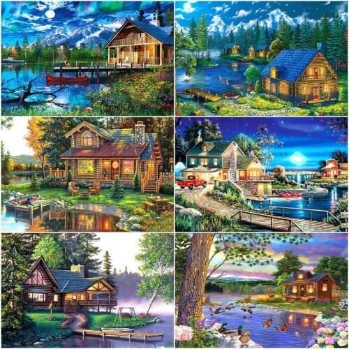 GATYZTORY Painting By Numbers Garden House Hand Painted Painting Art Gift DIY Paint By Number Landscape Kits Home Decors