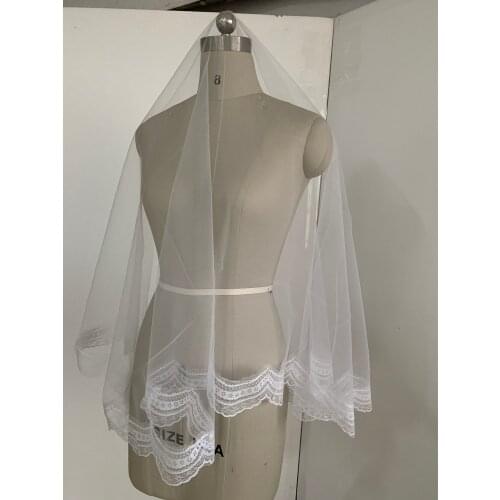 High-quality Bridal Wedding Lace Side Cover Face Soft Veil Mid-length 1-layer Bridal Wedding Dress Veil