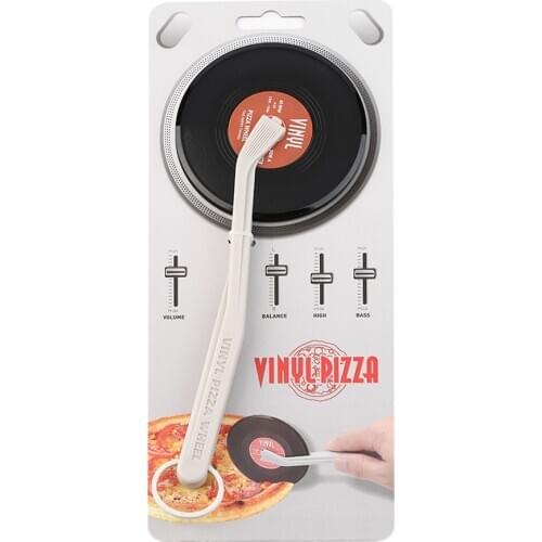 Home Use Professional Top Spin Fresh Slice Record Player Pizza Cutter Vinyl Record Design Pizza Wheel Cutter Kitchen Accessories