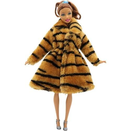 NK 1x Doll Yellow Flannel coat Fashion Handmade Clothes Dresses Grows Outfit for Barbie Doll dress for girls best gift 08C 5X
