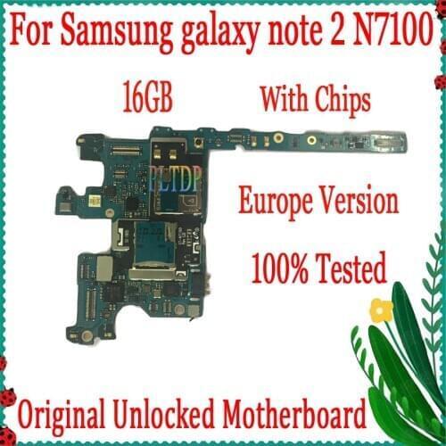 Europe Version Unlocked & 100% Original Main Board For Samsung Galaxy Note 2 N7100 Motherboard with Chips Free Shipping
