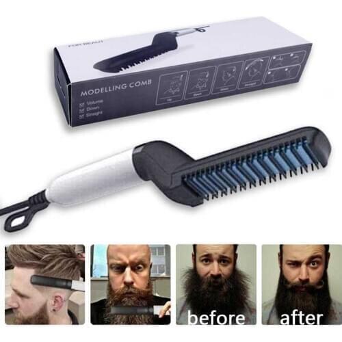 Multifunctional Hair Comb Brush Beard Straightener Hair Straighten Straightening Comb Hair Curler Quick Hair Styler For Men
