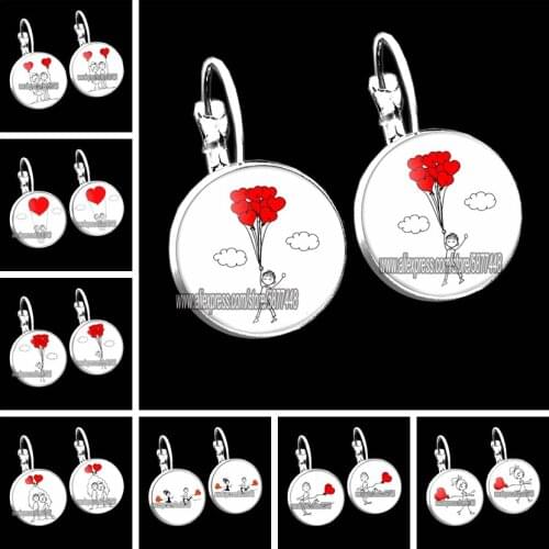 Fashion Red Heart Cute Stud Earrings New Fashion Lovely Couple Statement Small Women Earrings Gift for Valentines Day