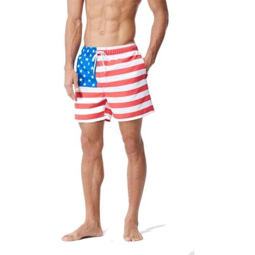 100% Polyester Mens Drawstring Swim Pocket Trunks Quick Dry Beach Boardshorts With Mesh Lining