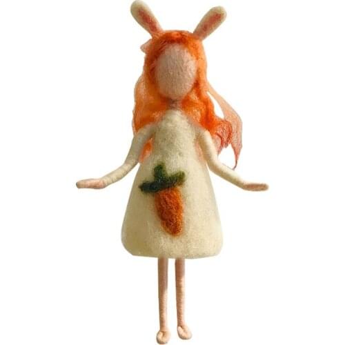 Needle Felting Kit for Beginner Carrot Girl, DIY Craft Gift for Mom, Felting Mat, Felting Needles, Video Manual, Height 10cm(4")