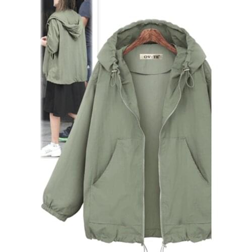 2021 New WomenS Hooded Jackets Spring Autumn Causal Windbreaker Women Basic Jacket Coats Zipper Loose Jackets Famale Oversize