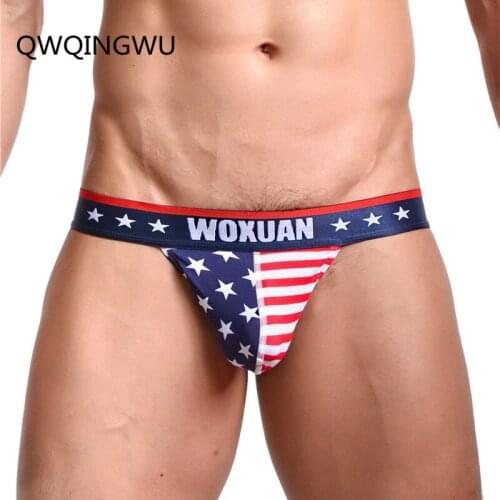 New Sexy Men Underwear USA Flag Print Fashion Mens Briefs Sexy Low Waist Underpants Cotton Men Underwear Striped Underpants
