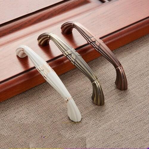 Solid Furniture Cabinet Drawer Handle European Vintage Kitchen Cupboard Wardrobe Antique Door Pull Dresser Closet White Knob