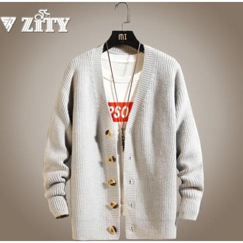 Pure color cardigan sweater autumn winter youth trend mens comfortable knit sweater short cardigan mens warm sweater jacket