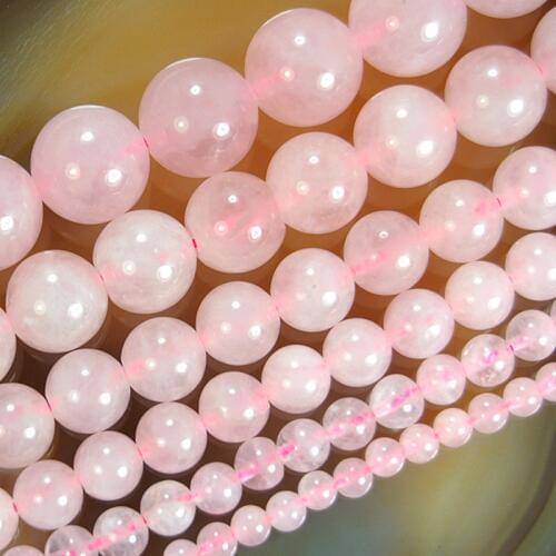 Wholesale Natural Rose Pink Quartz Stone Beads For Jewelry Making DIY Bracelet Necklace 4mm 6mm 8mm 10mm 12mm Strand 15.5
