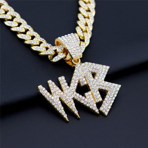 Bling Cubic Zircon Letter WCB Pendant Necklace For Men Hip Hop Jewelry With Iced Out Cuban Link Chain Gift Dropshipping
