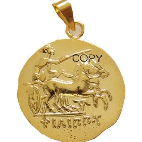 P(13)Coin Pendant Ancient Greek Philip II of Macedon - 323 BC Gold Plated Fashion Jewelry(diameter:20mm)
