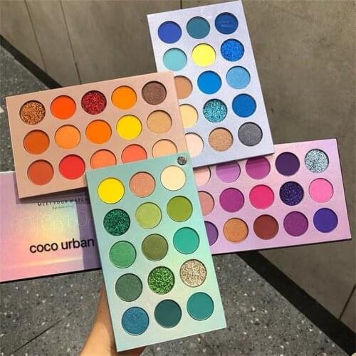 Brand New Arrival 4 in 1 Color Board Eyeshadow Palette 60 Colors Neon Yellow Eye Pigment Matte Glitter Highlighter Eye Shadow