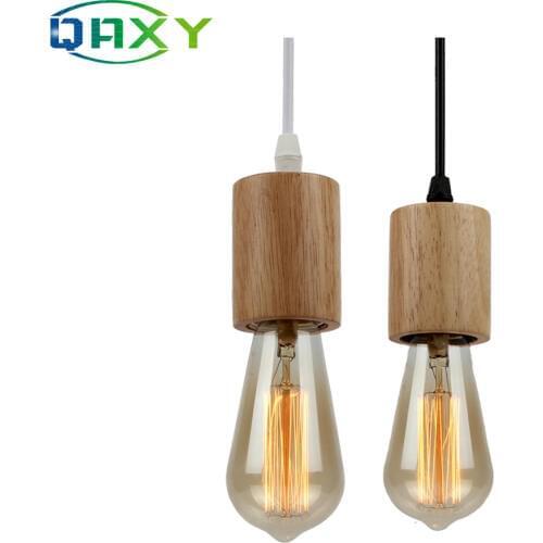 Free Shipping E27 Wooden Holder Pendant Lamps With Black Wire/White Wire Indoor Light For Clothes Shop Dinning Room Pub[D9564]