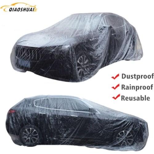 Durable Car Transparent Car Cover Plastic Cover Protection Resistant Waterproof Rain Dust